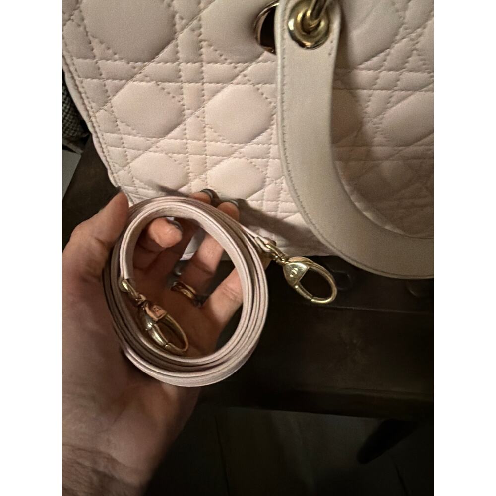 Christian Dior Cannage Quilted Leather Lambskin Lady Dior Bag Large Light Pink - Picture 16 of 16